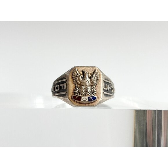 FOE Fraternal Order of Eagles 925 Sterling Silver Vintage Ring - sz 11.25 - Picture 8 of 14